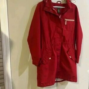Red Women's Hooded Anorak Jacket